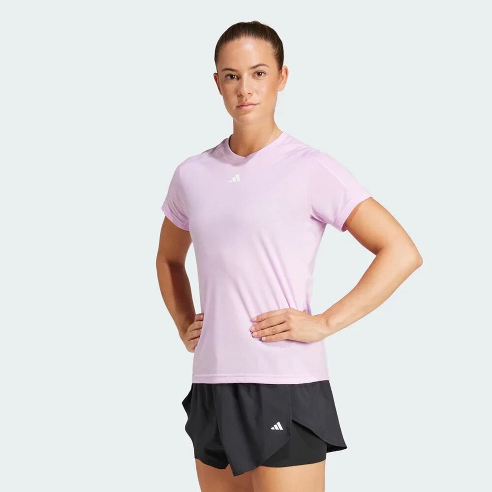 Adidas Women’s Large T-Shirt Training Running Short Sleeve Tee Shirt Lilac/White